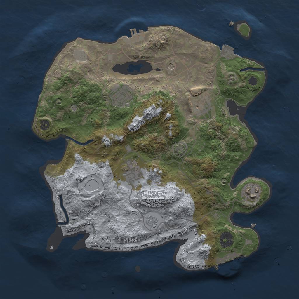 Rust Map: Procedural Map, Size: 3000, Seed: 14411, 12 Monuments