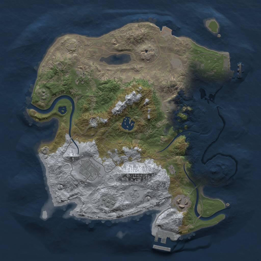 Rust Map: Procedural Map, Size: 3000, Seed: 14411, 10 Monuments