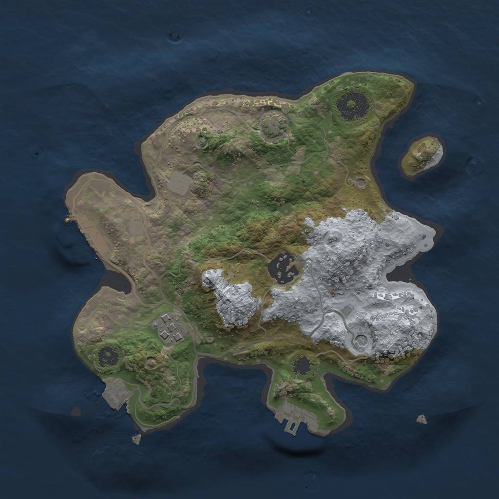 Rust Map: Procedural Map, Size: 2500, Seed: 684983195, 9 Monuments