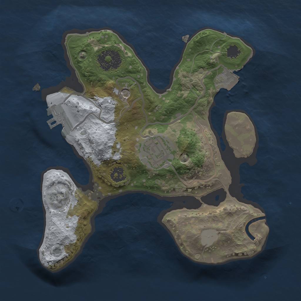 Rust Map: Procedural Map, Size: 2000, Seed: 65879, 6 Monuments