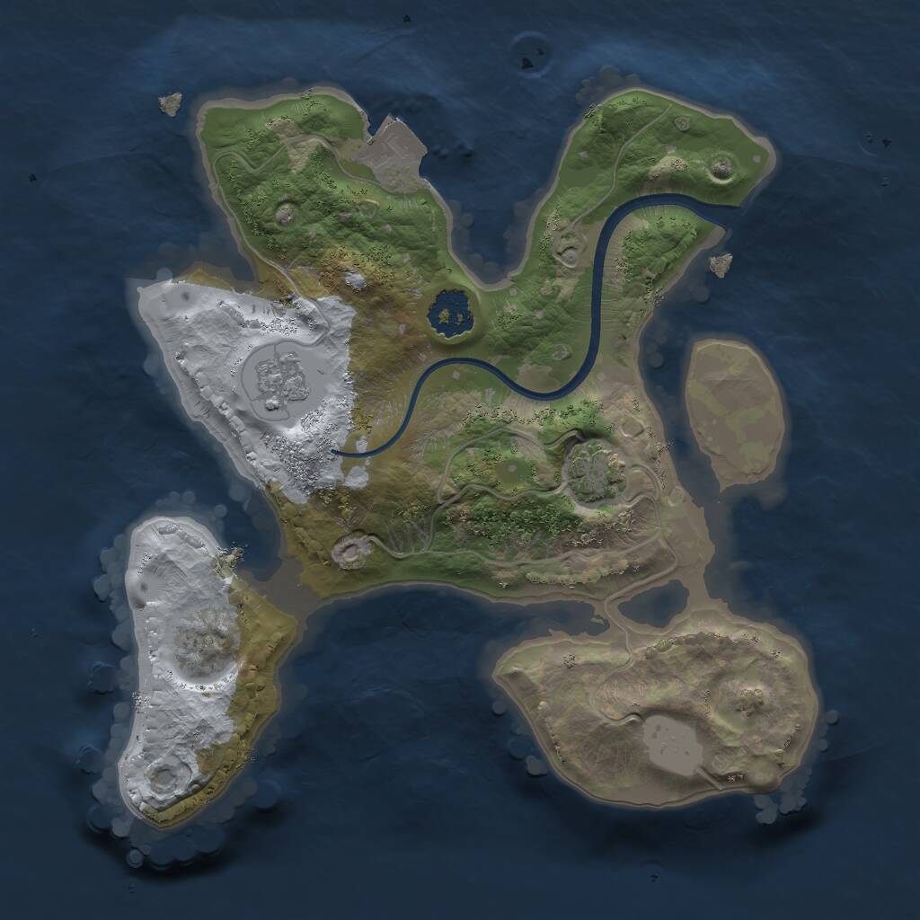 Rust Map: Procedural Map, Size: 2000, Seed: 65879, 3 Monuments