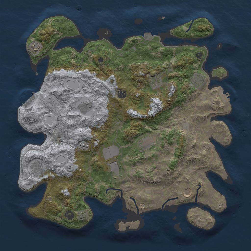 Rust Map: Procedural Map, Size: 4000, Seed: 1150415460, 18 Monuments