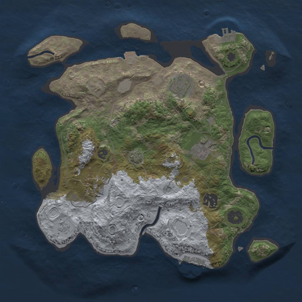 Rust Map: Procedural Map, Size: 3000, Seed: 13131, 12 Monuments