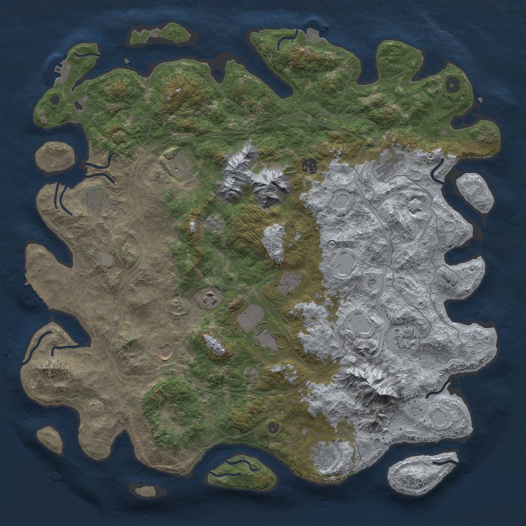 Rust Map: Procedural Map, Size: 5000, Seed: 5800, 19 Monuments