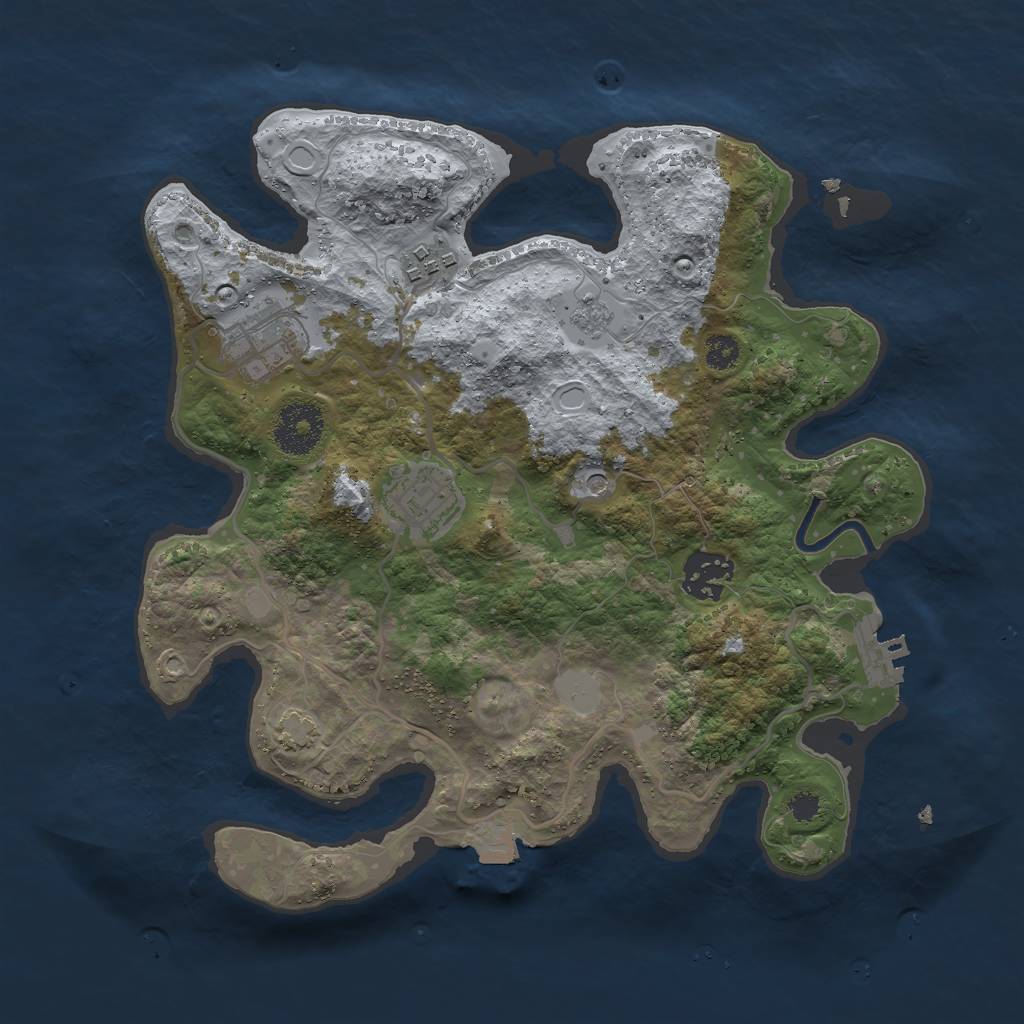 Rust Map: Procedural Map, Size: 3000, Seed: 3542, 11 Monuments