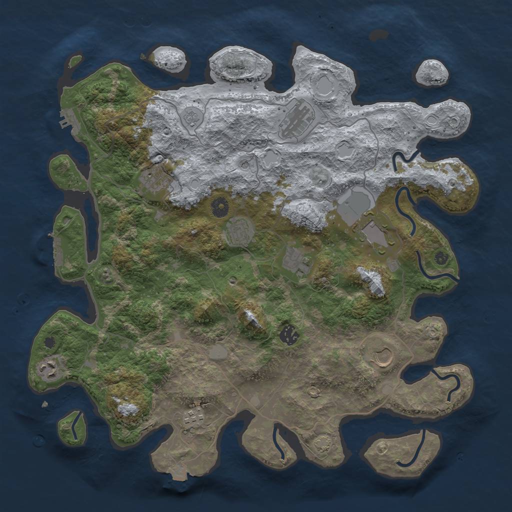 Rust Map: Procedural Map, Size: 4000, Seed: 40851918, 17 Monuments