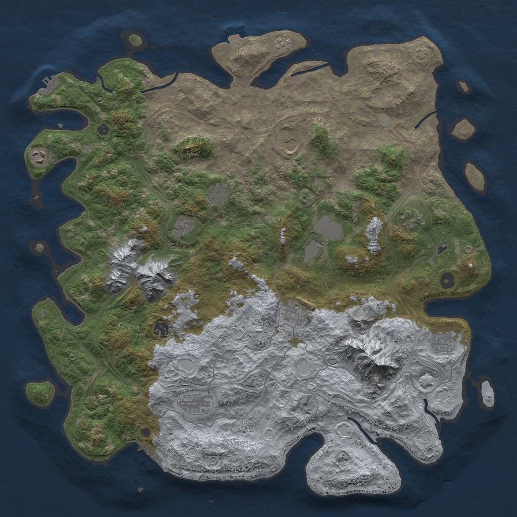 Rust Map: Procedural Map, Size: 5000, Seed: 1948, 19 Monuments