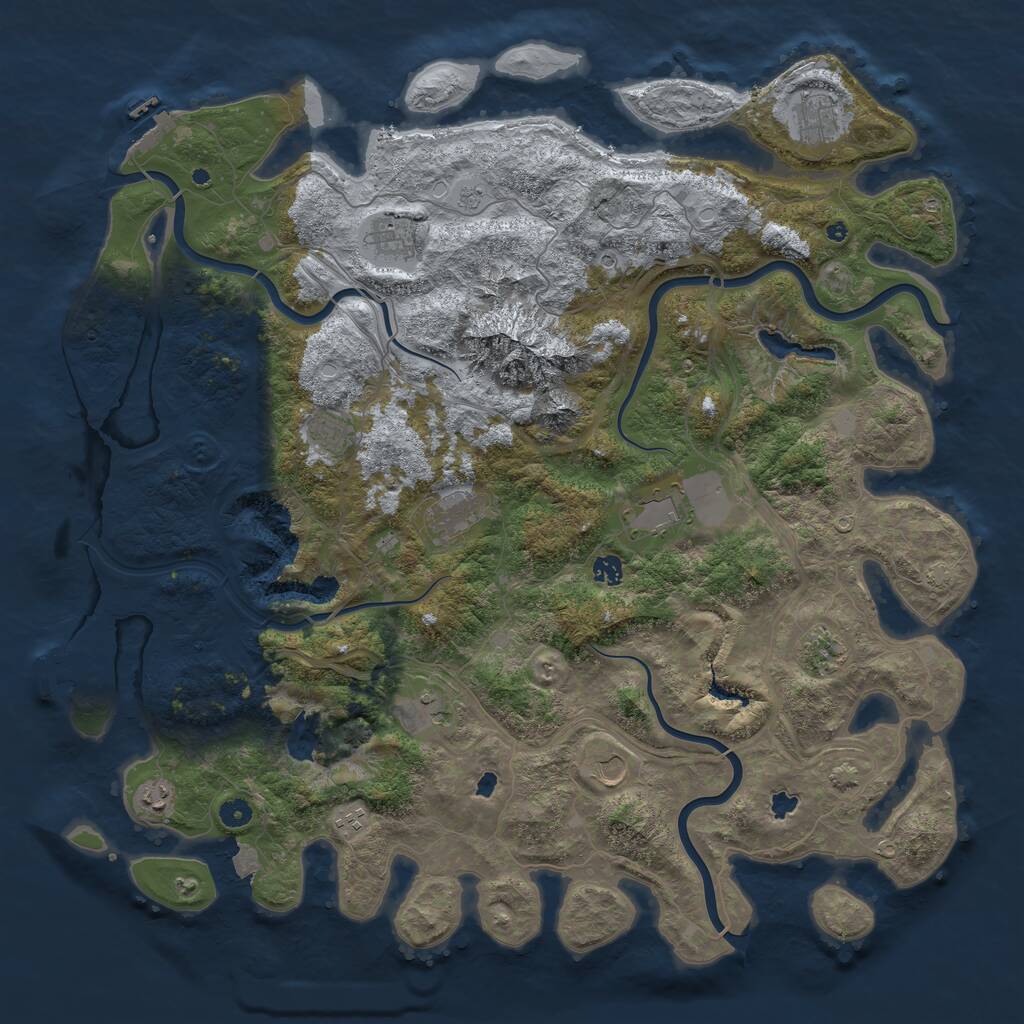 Rust Map: Procedural Map, Size: 5000, Seed: 633366808, 17 Monuments