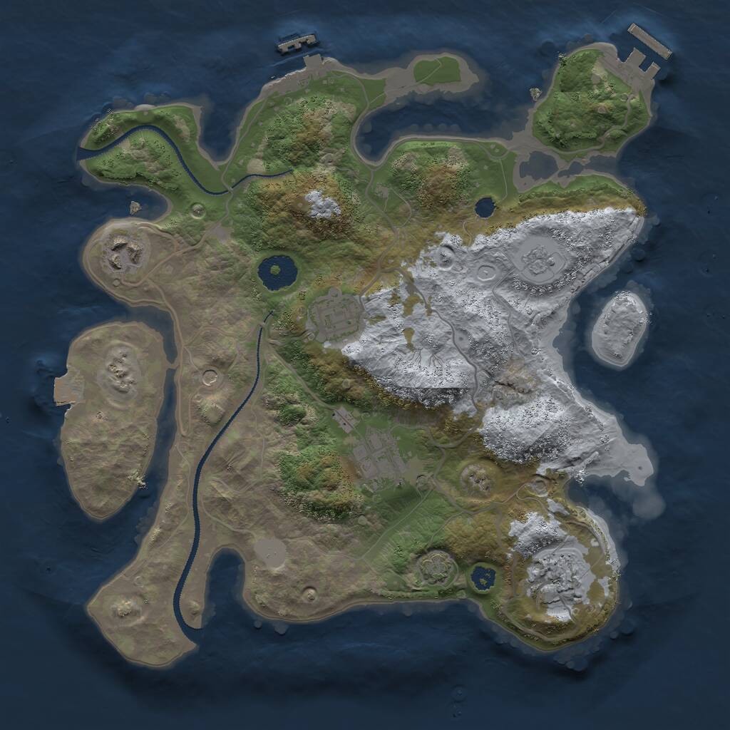Rust Map: Procedural Map, Size: 3000, Seed: 27739, 10 Monuments