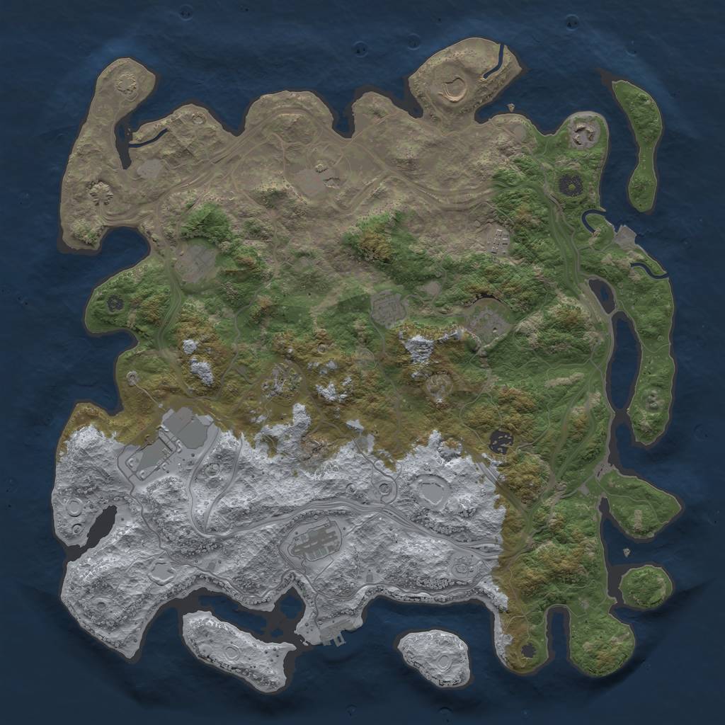 Rust Map: Procedural Map, Size: 4500, Seed: 1920029507, 18 Monuments