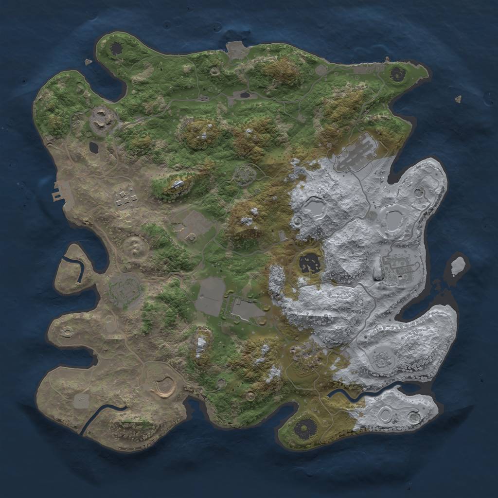 Rust Map: Procedural Map, Size: 3500, Seed: 35982, 18 Monuments