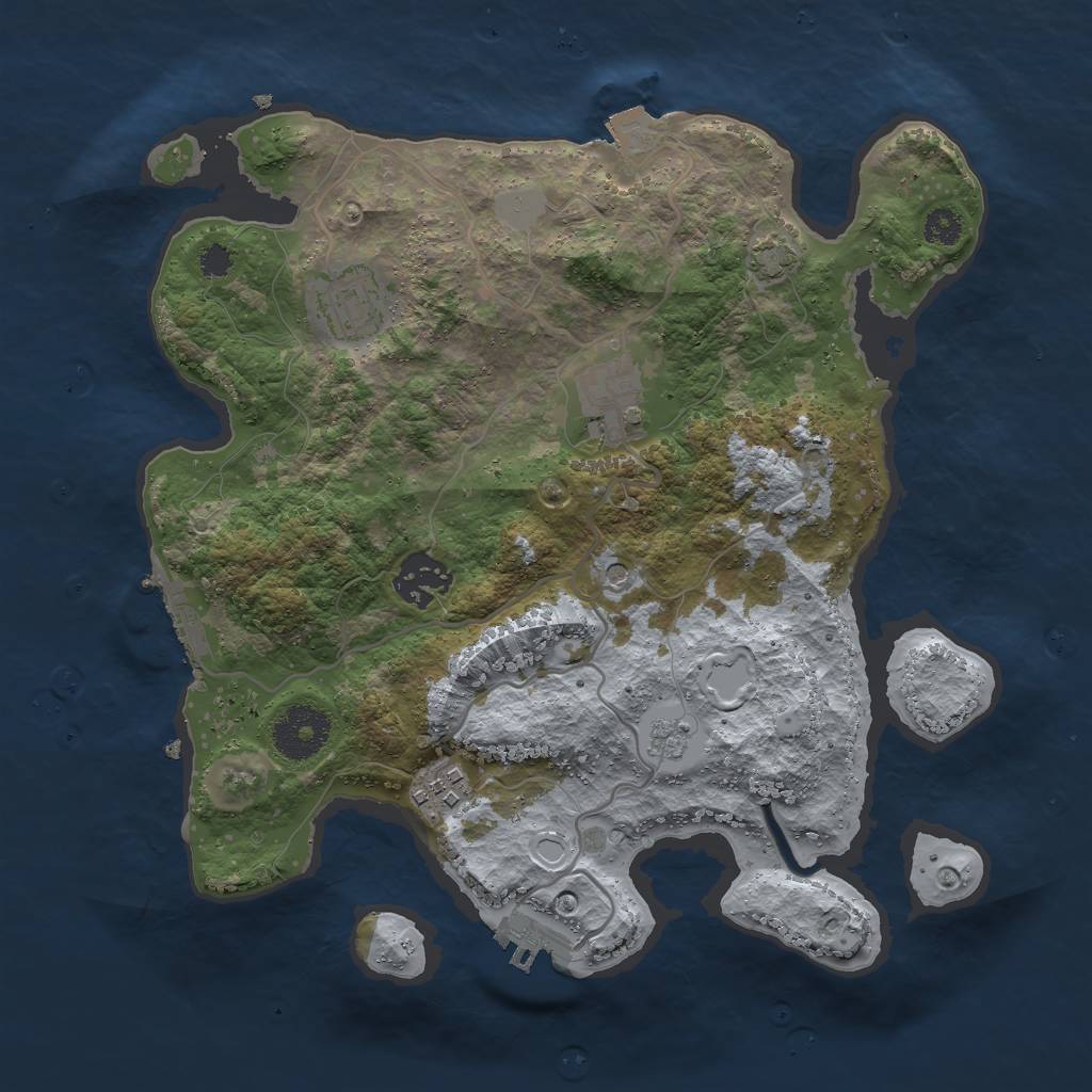 Rust Map: Procedural Map, Size: 3000, Seed: 20120, 12 Monuments