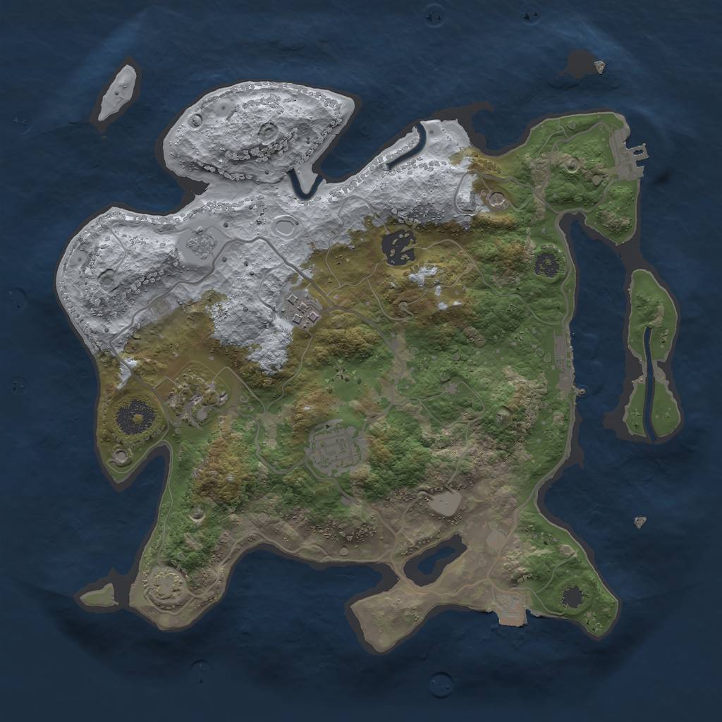 Rust Map: Procedural Map, Size: 3000, Seed: 24158, 12 Monuments