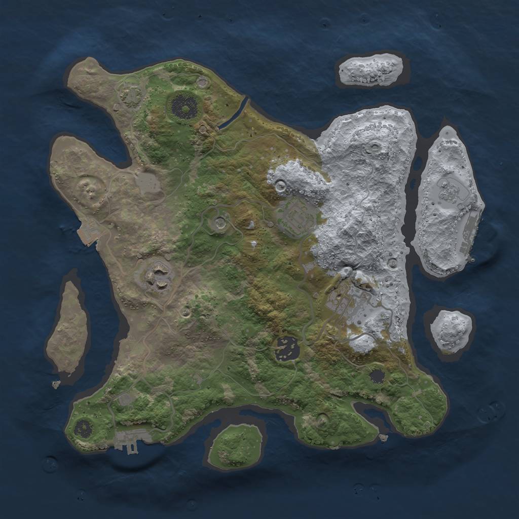 Rust Map: Procedural Map, Size: 3000, Seed: 22643, 12 Monuments