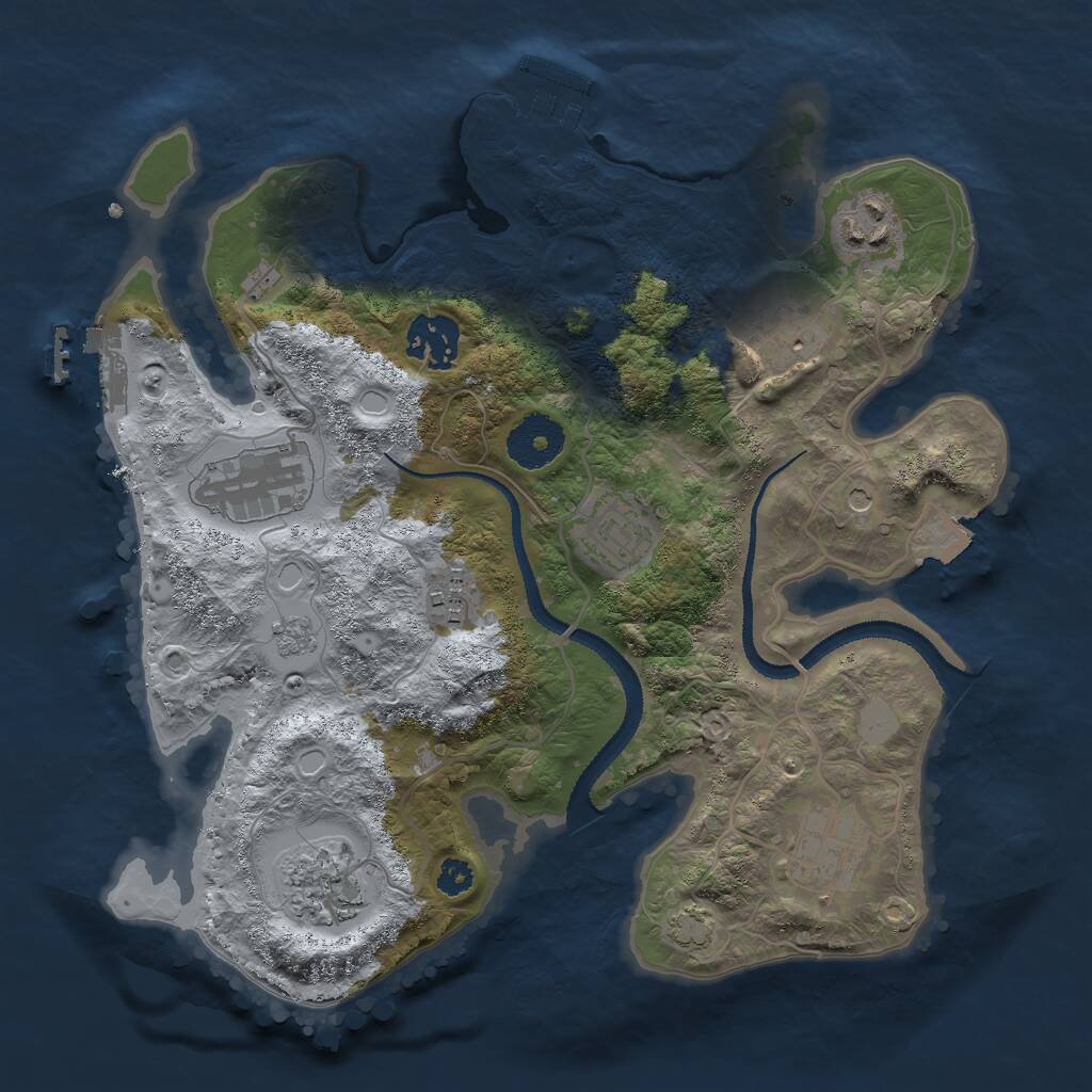 Rust Map: Procedural Map, Size: 3000, Seed: 847747258, 14 Monuments