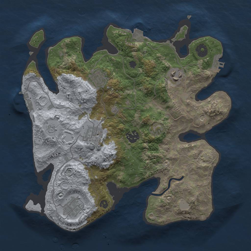 Rust Map: Procedural Map, Size: 3000, Seed: 847747258, 13 Monuments