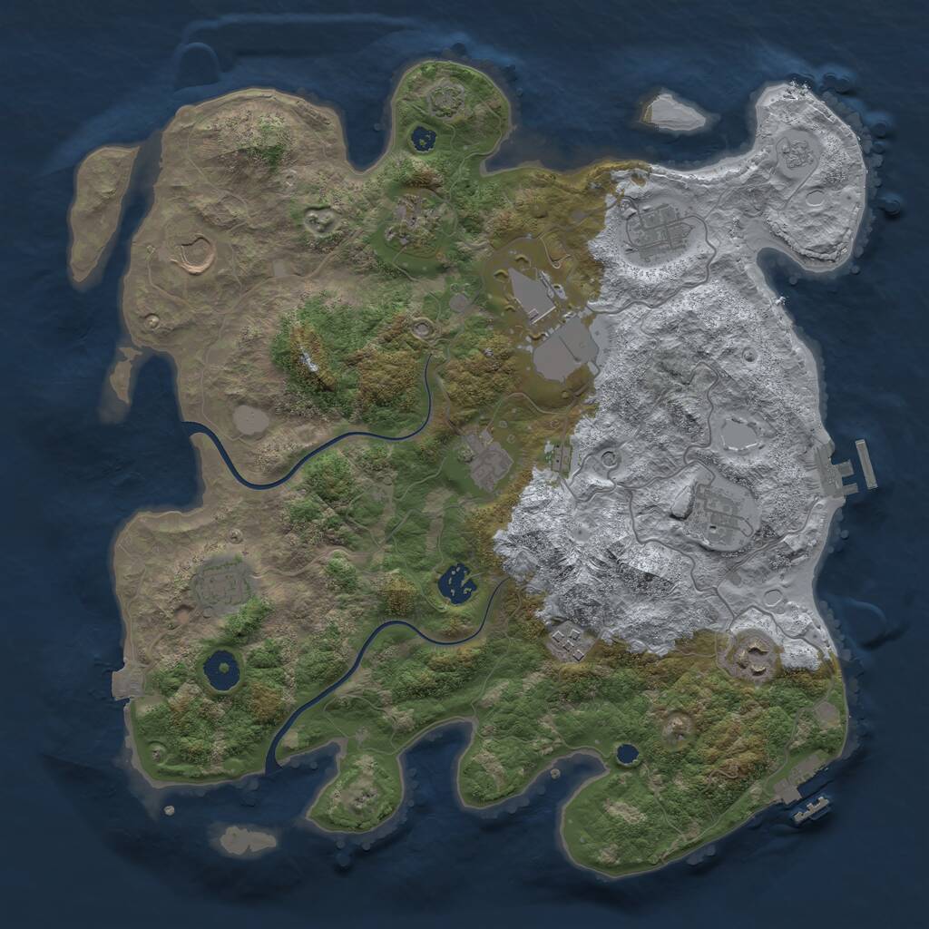 Rust Map: Procedural Map, Size: 3750, Seed: 45654135, 16 Monuments