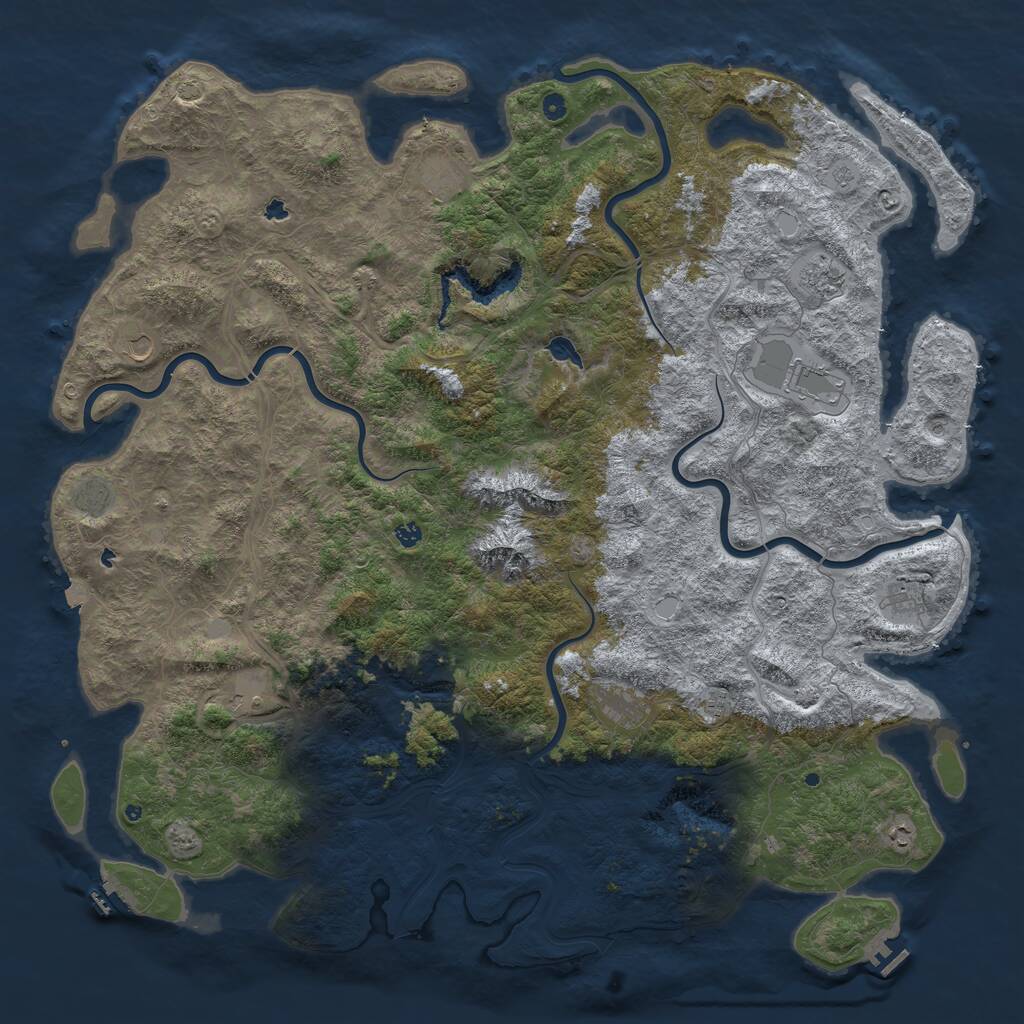 Rust Map: Procedural Map, Size: 6000, Seed: 14847, 17 Monuments