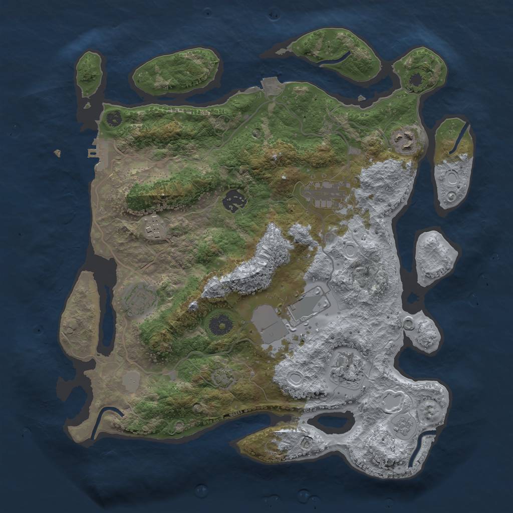 Rust Map: Procedural Map, Size: 3500, Seed: 1995626228, 13 Monuments