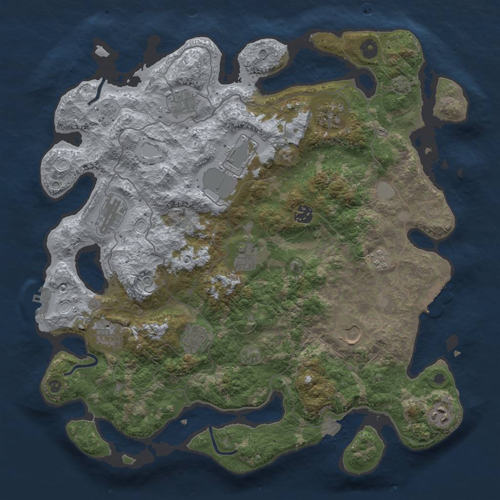 Rust Map: Procedural Map, Size: 4000, Seed: 991623, 19 Monuments