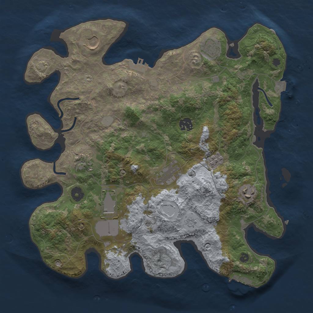 Rust Map: Procedural Map, Size: 3500, Seed: 5424, 16 Monuments