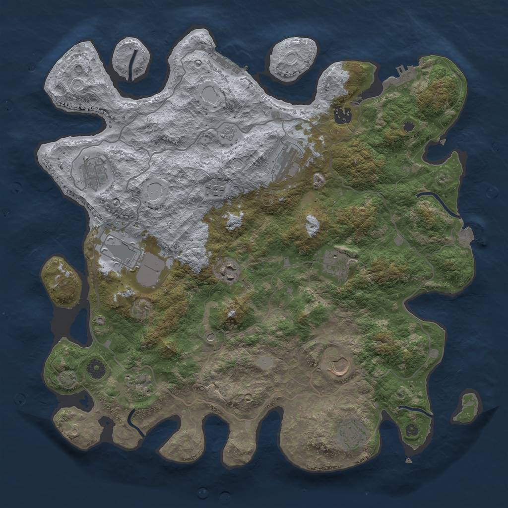 Rust Map: Procedural Map, Size: 4096, Seed: 53214854, 18 Monuments