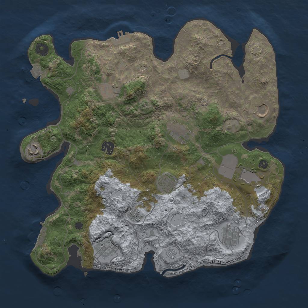 Rust Map: Procedural Map, Size: 3500, Seed: 1406418507, 18 Monuments