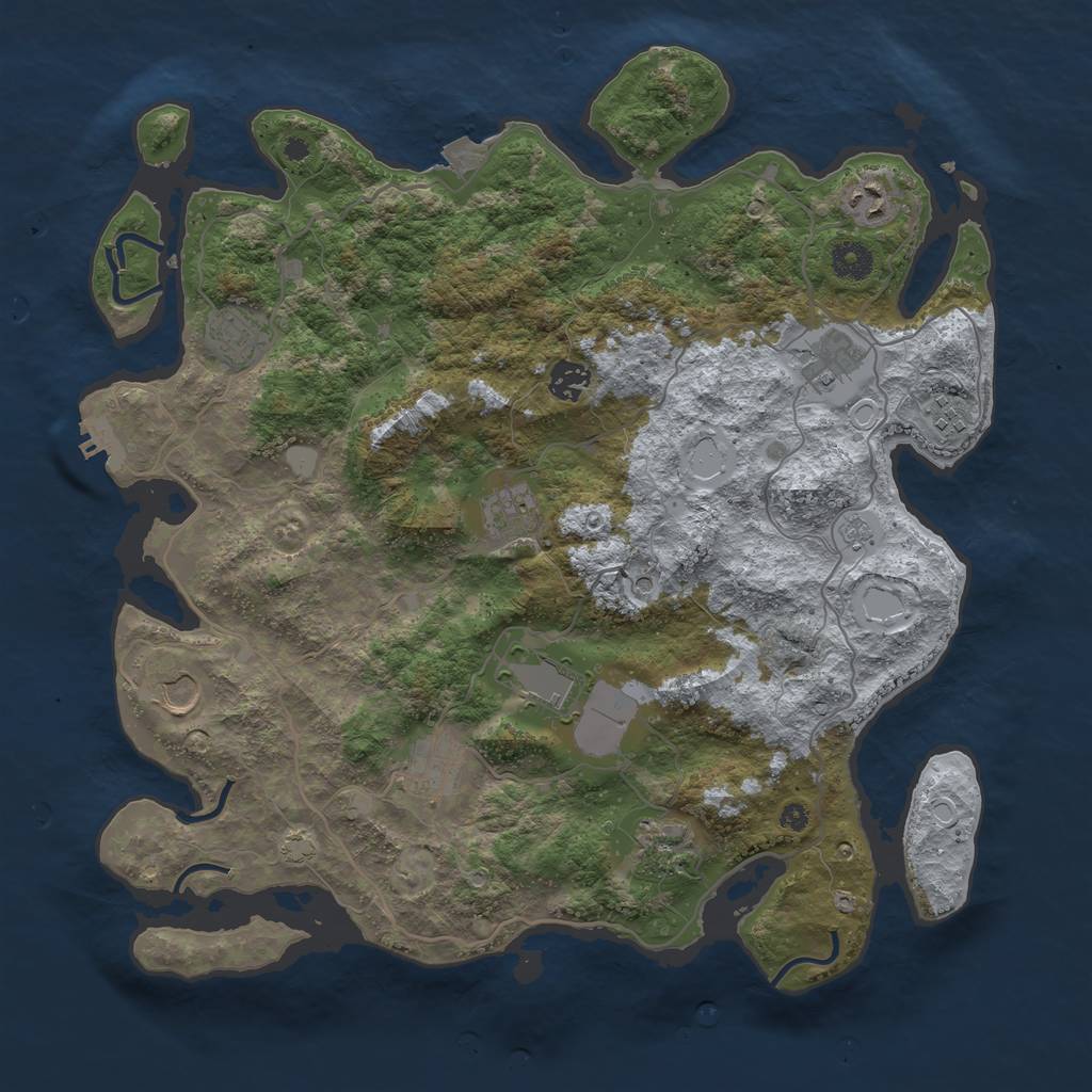 Rust Map: Procedural Map, Size: 4000, Seed: 2103057264, 17 Monuments