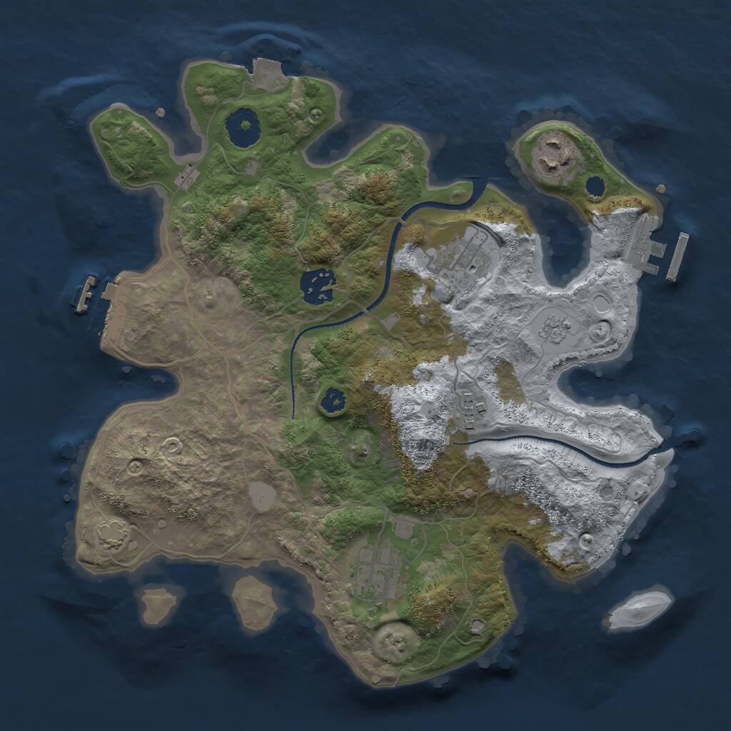 Rust Map: Procedural Map, Size: 3000, Seed: 11876, 10 Monuments