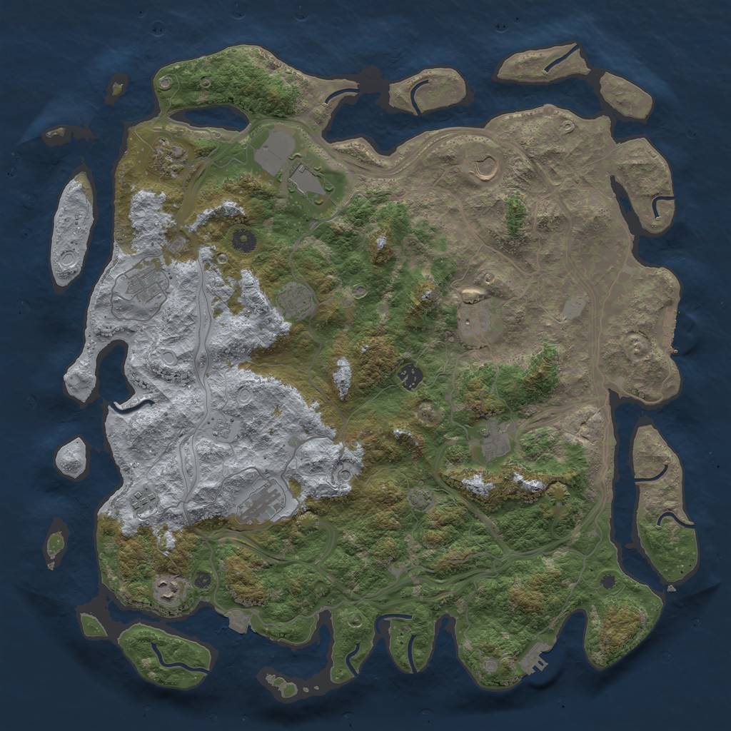 Rust Map: Procedural Map, Size: 4500, Seed: 1845194215, 19 Monuments