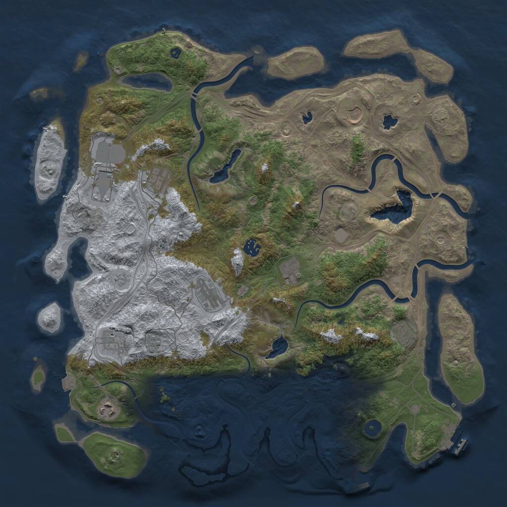Rust Map: Procedural Map, Size: 4500, Seed: 1845194215, 16 Monuments