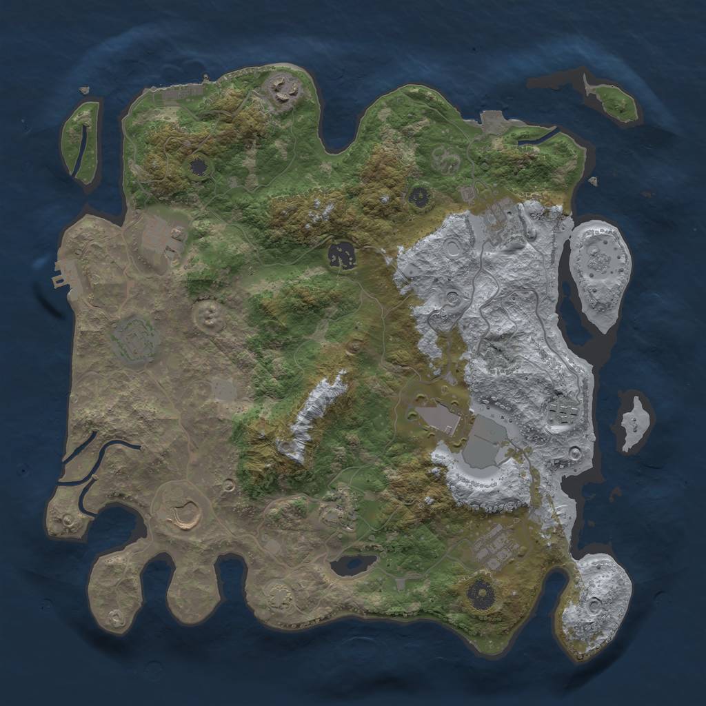 Rust Map: Procedural Map, Size: 3700, Seed: 2788969, 18 Monuments