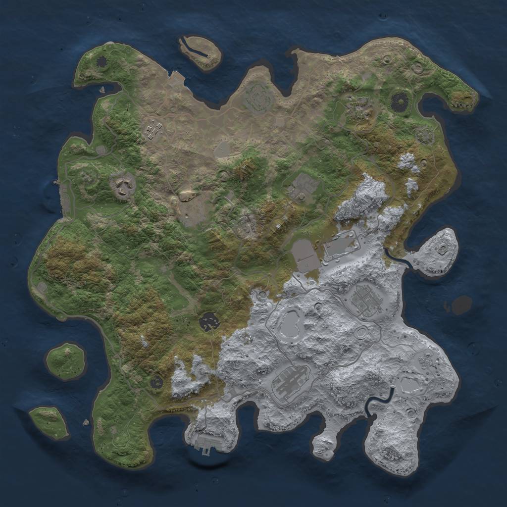 Rust Map: Procedural Map, Size: 4000, Seed: 22654, 18 Monuments