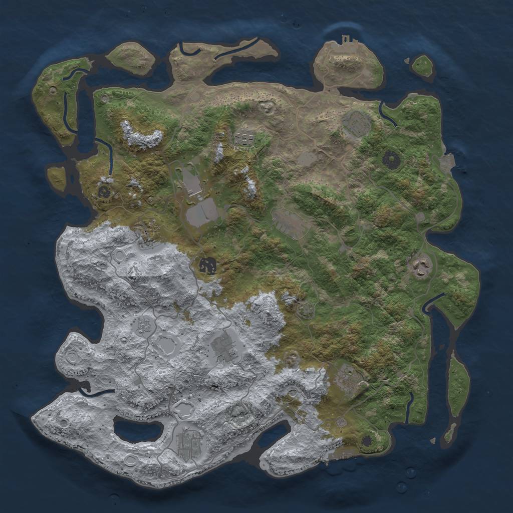 Rust Map: Procedural Map, Size: 4200, Seed: 1428997904, 18 Monuments