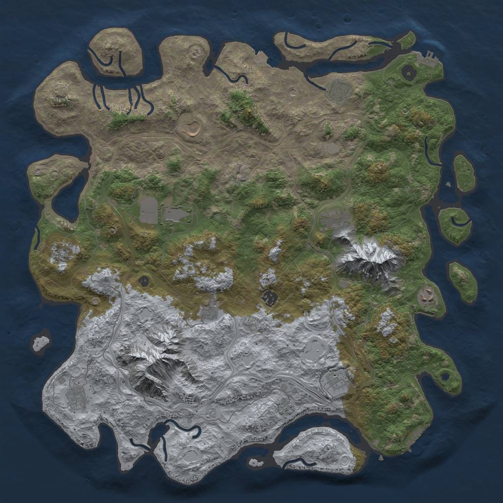Rust Map: Procedural Map, Size: 5000, Seed: 47842374, 19 Monuments