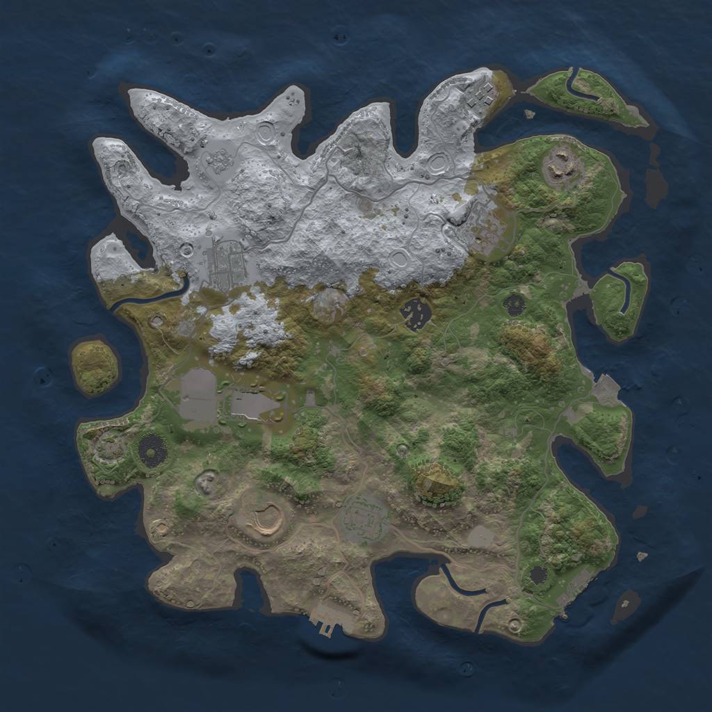 Rust Map: Procedural Map, Size: 3500, Seed: 1948267414, 15 Monuments