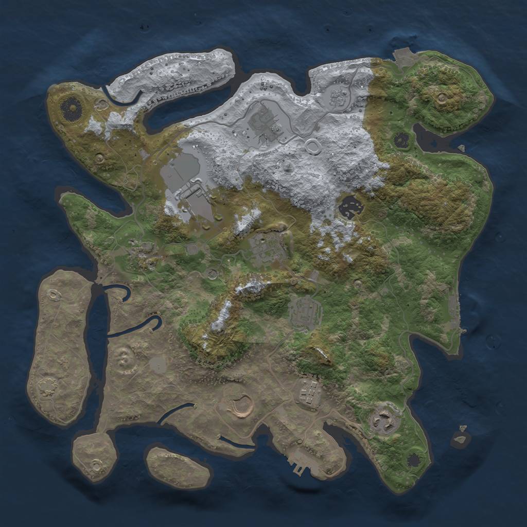 Rust Map: Procedural Map, Size: 3500, Seed: 1076567200, 17 Monuments