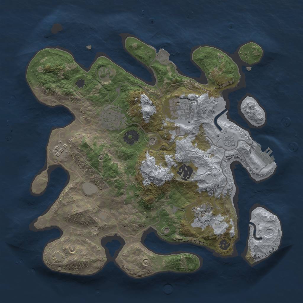Rust Map: Procedural Map, Size: 3000, Seed: 4345675, 12 Monuments