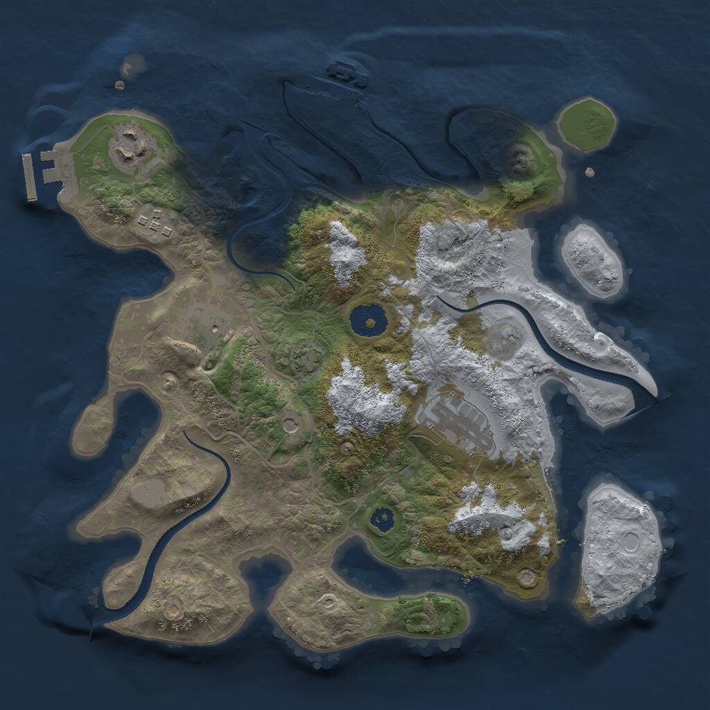 Rust Map: Procedural Map, Size: 3000, Seed: 4345675, 9 Monuments