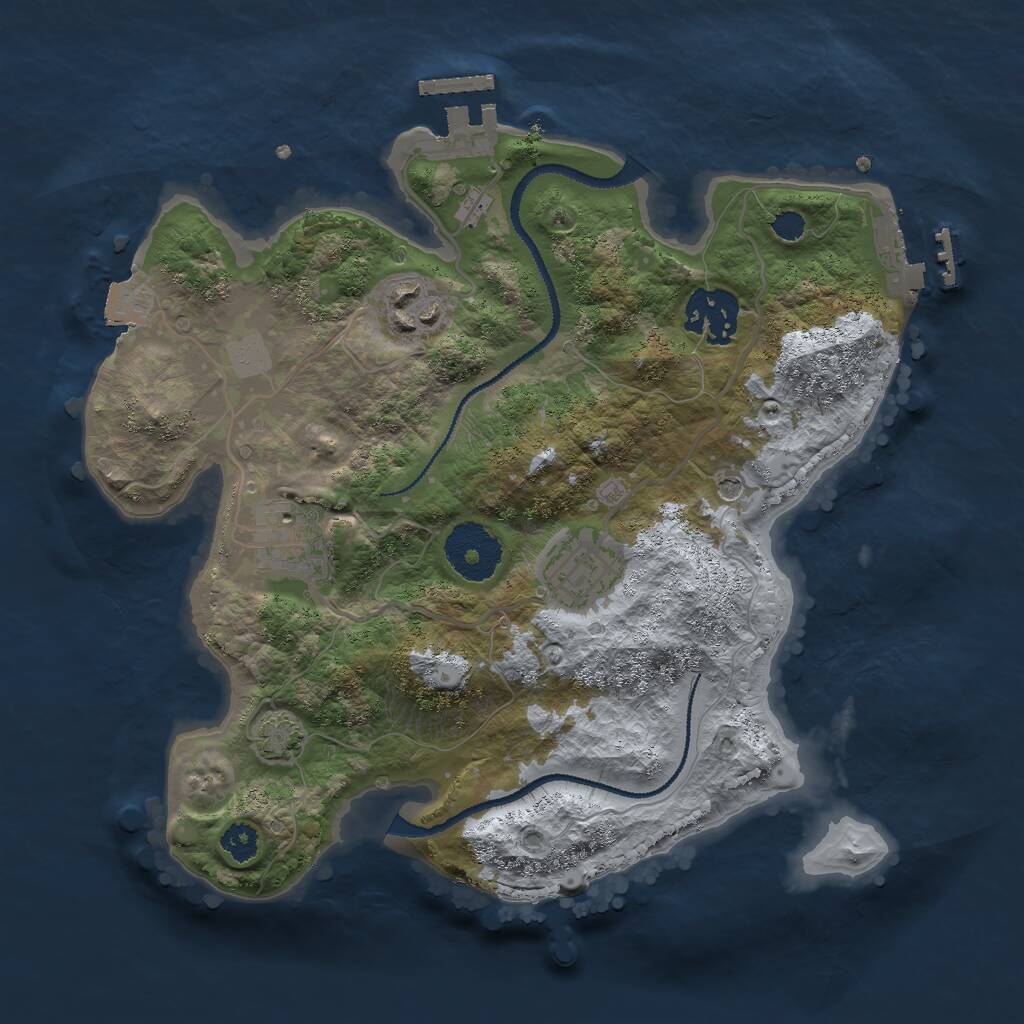 Rust Map: Procedural Map, Size: 2750, Seed: 243631995, 9 Monuments