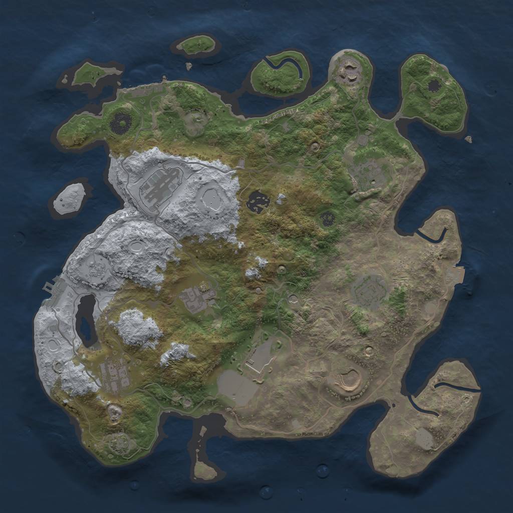 Rust Map: Procedural Map, Size: 3500, Seed: 6201744, 17 Monuments