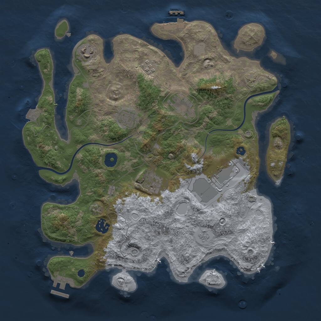 Rust Map: Procedural Map, Size: 3500, Seed: 360549929, 13 Monuments