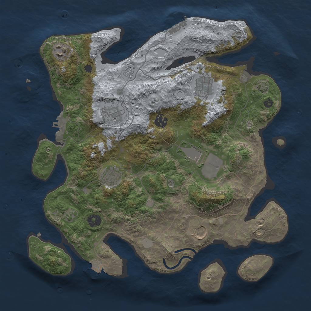 Rust Map: Procedural Map, Size: 3500, Seed: 620767437, 15 Monuments