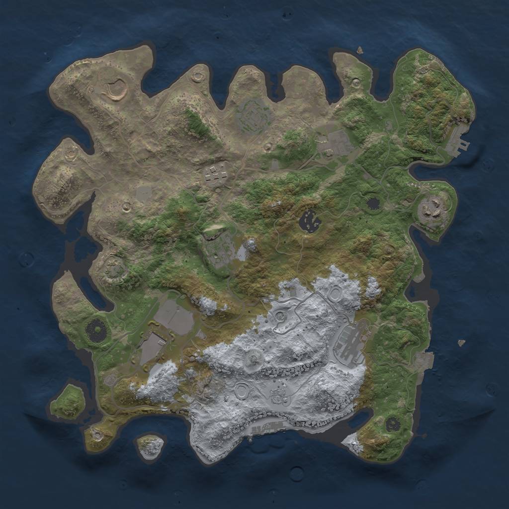 Rust Map: Procedural Map, Size: 3500, Seed: 1881200557, 17 Monuments