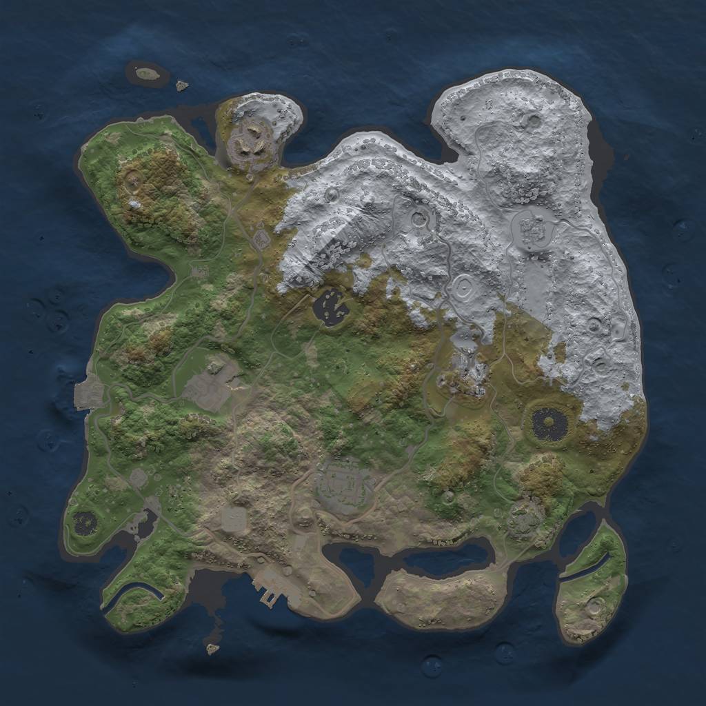 Rust Map: Procedural Map, Size: 3000, Seed: 273438791, 12 Monuments