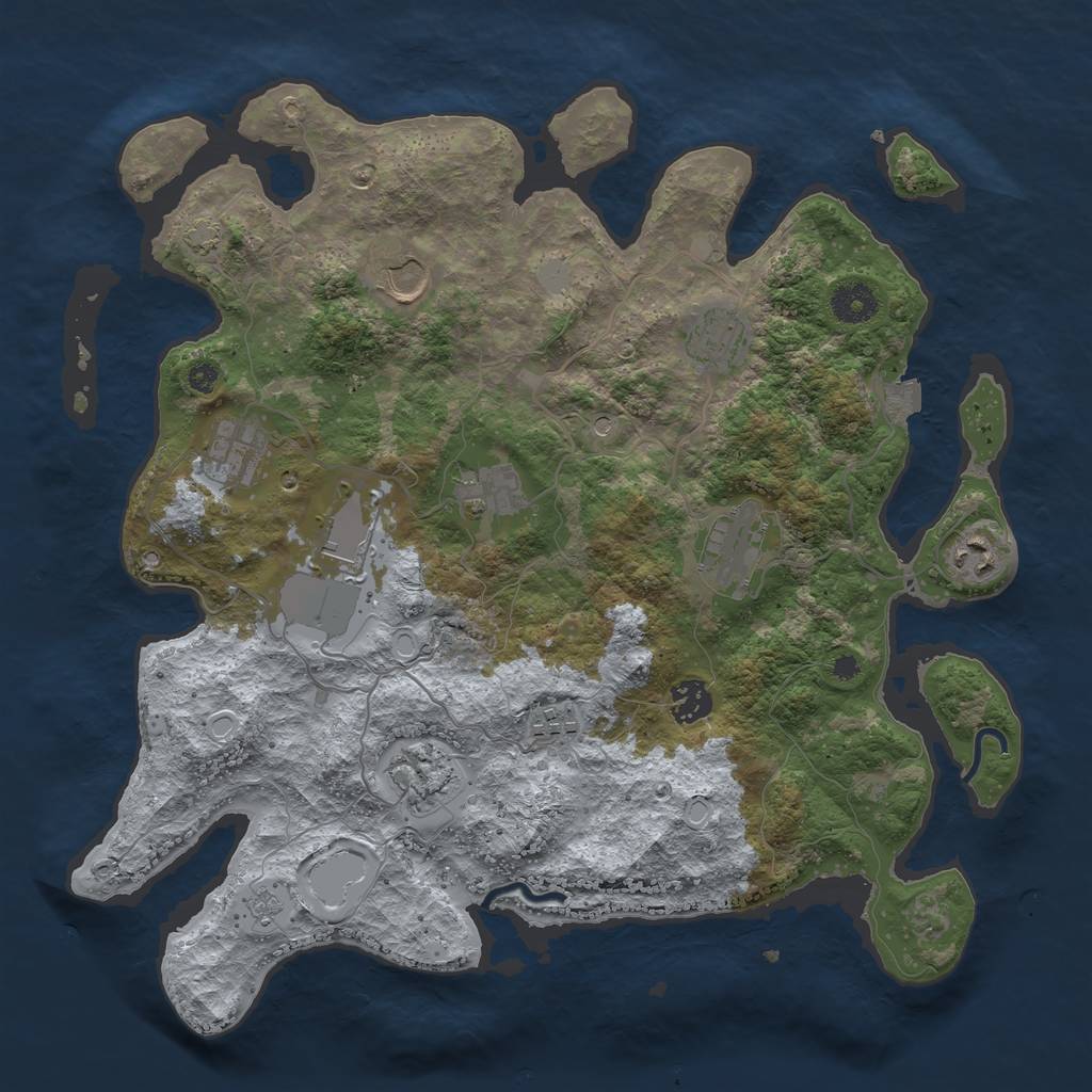 Rust Map: Procedural Map, Size: 3750, Seed: 56476214, 16 Monuments