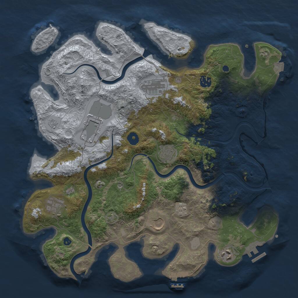 Rust Map: Procedural Map, Size: 3750, Seed: 336468, 14 Monuments