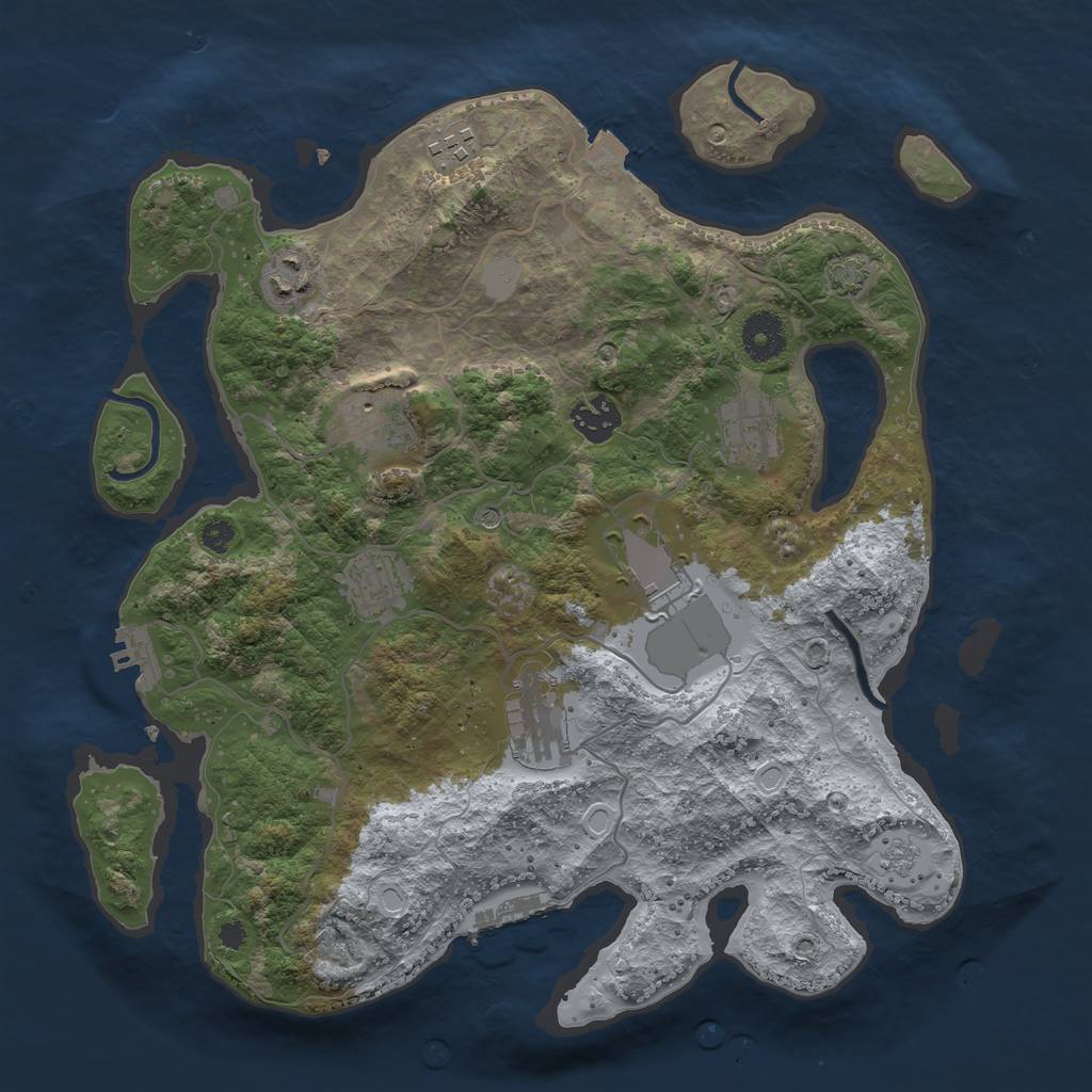 Rust Map: Procedural Map, Size: 3500, Seed: 1282952126, 16 Monuments