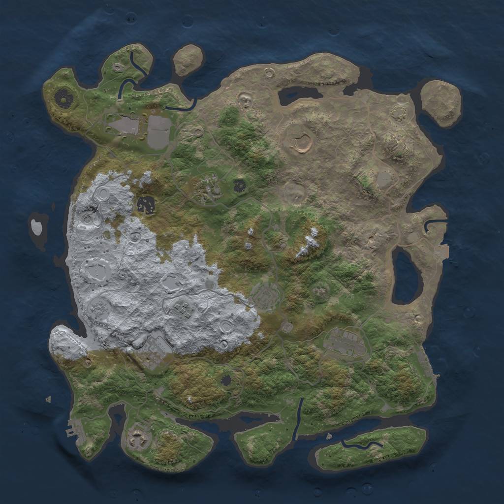 Rust Map: Procedural Map, Size: 4000, Seed: 195211247, 17 Monuments