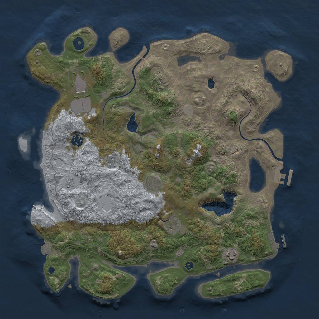 Rust Map: Procedural Map, Size: 4000, Seed: 195211247, 13 Monuments